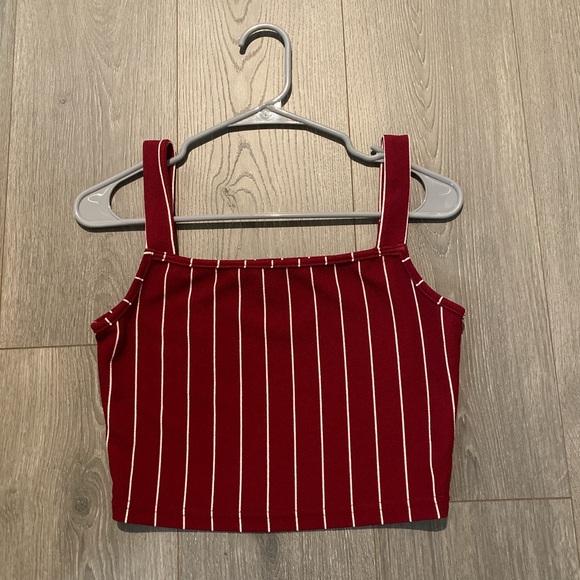 SHEIN Tops - Maroon and white stripped cropped tank top